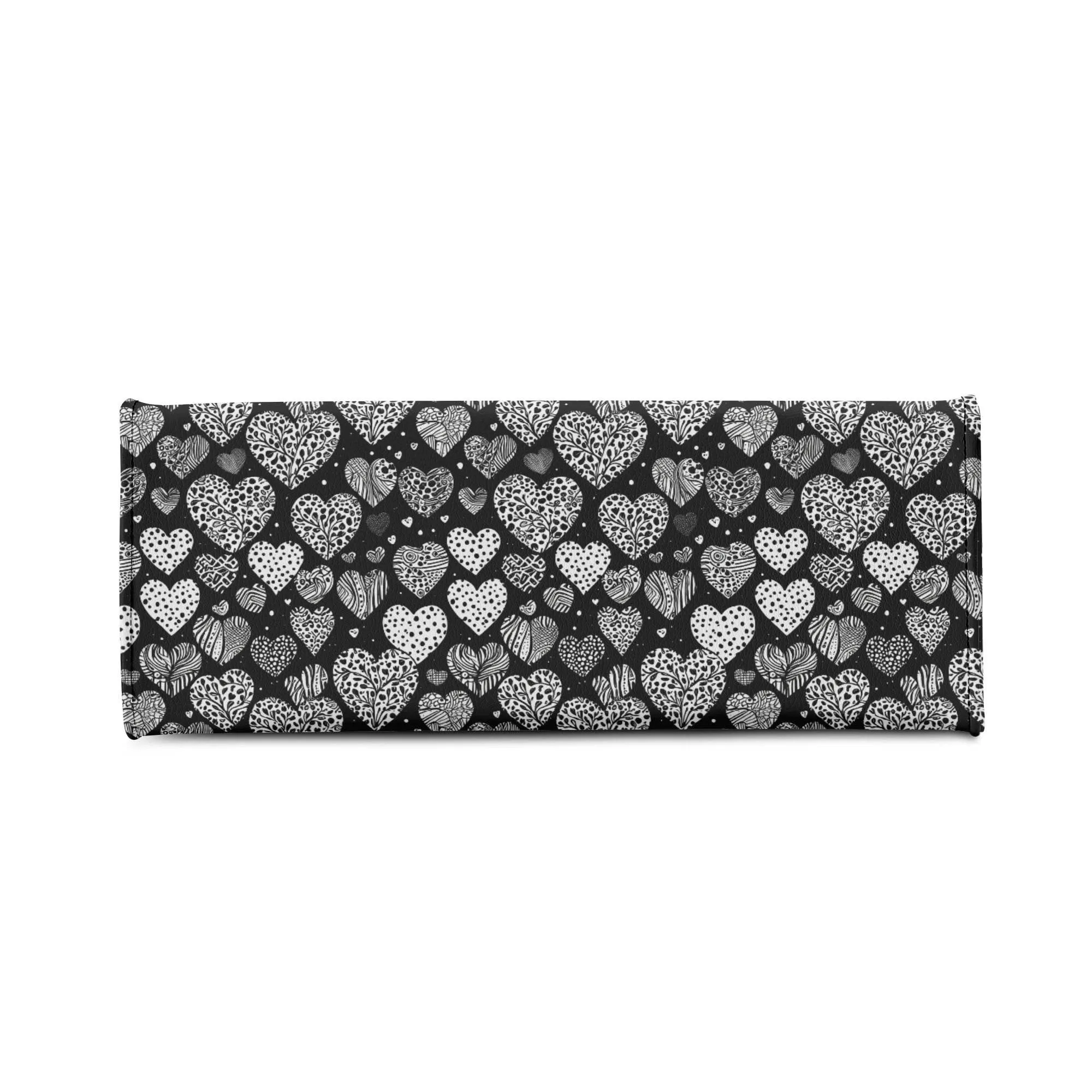 Black and White Hearts Luxury Women Leather Handbag (3 sizes)