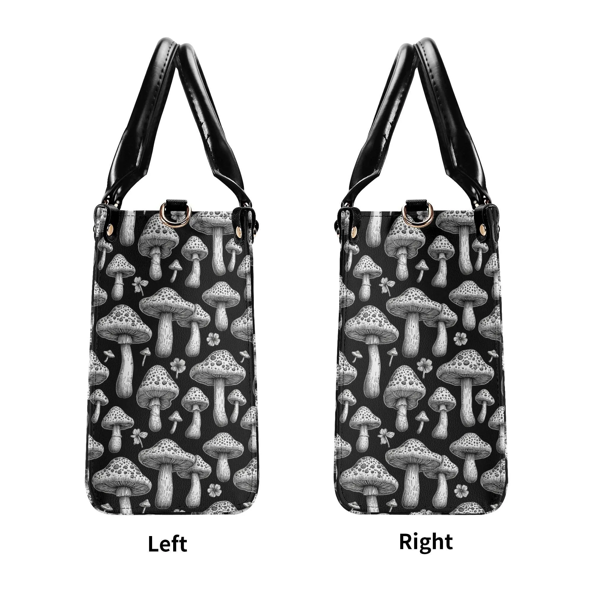 Black and White Mushroom Luxury Women Leather Handbag (3 sizes)