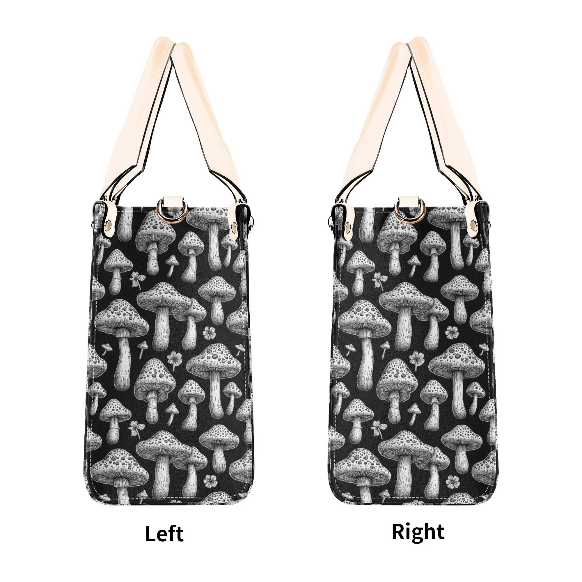 Black and White Mushroom Luxury Women Leather Handbag (3 sizes)