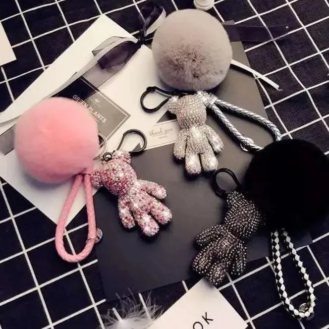 Black Bear with Heart Key Chain