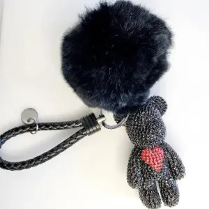 Black Bear with Heart Key Chain