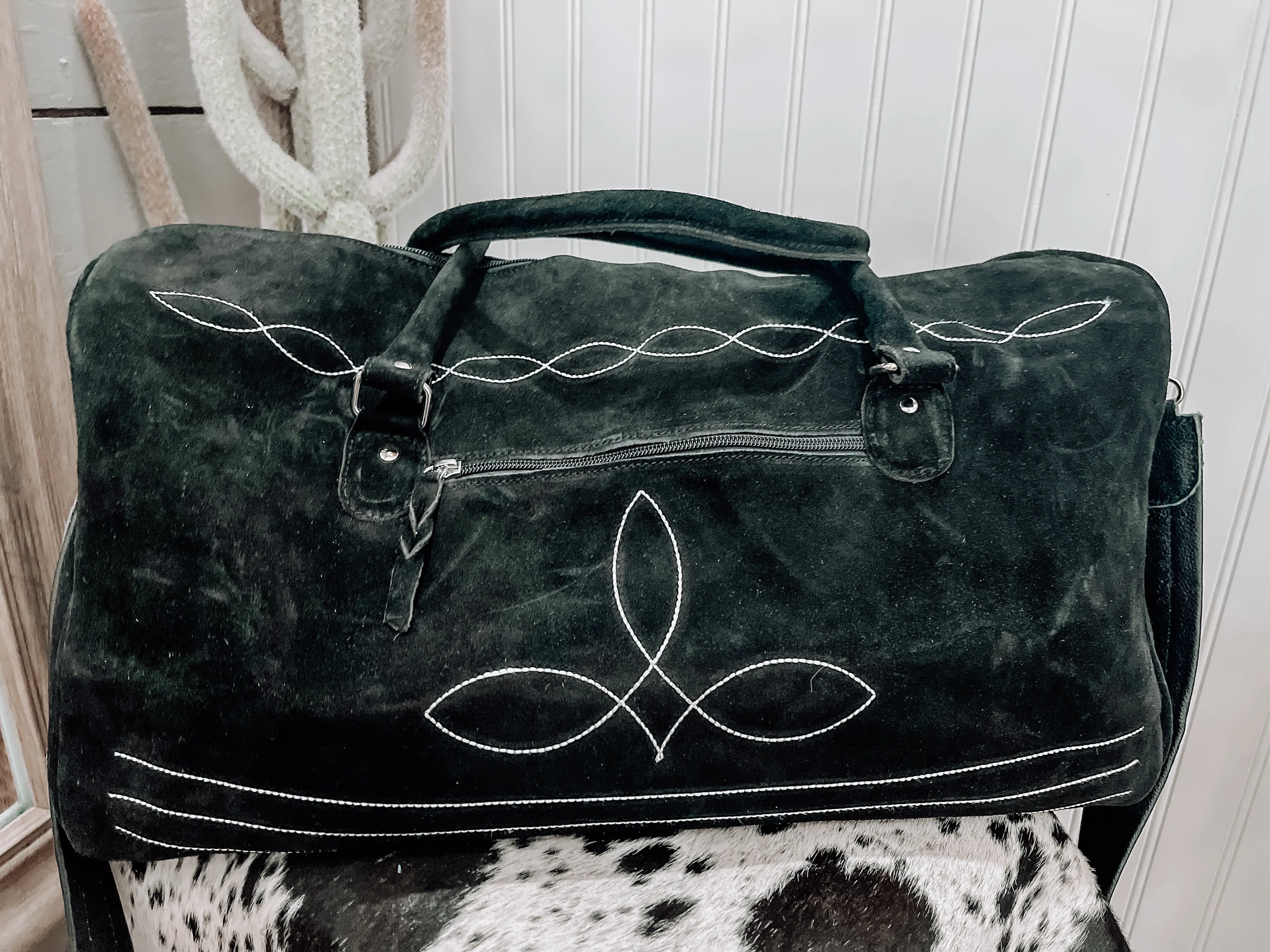 Black Boot Stitch Duffle Weekender