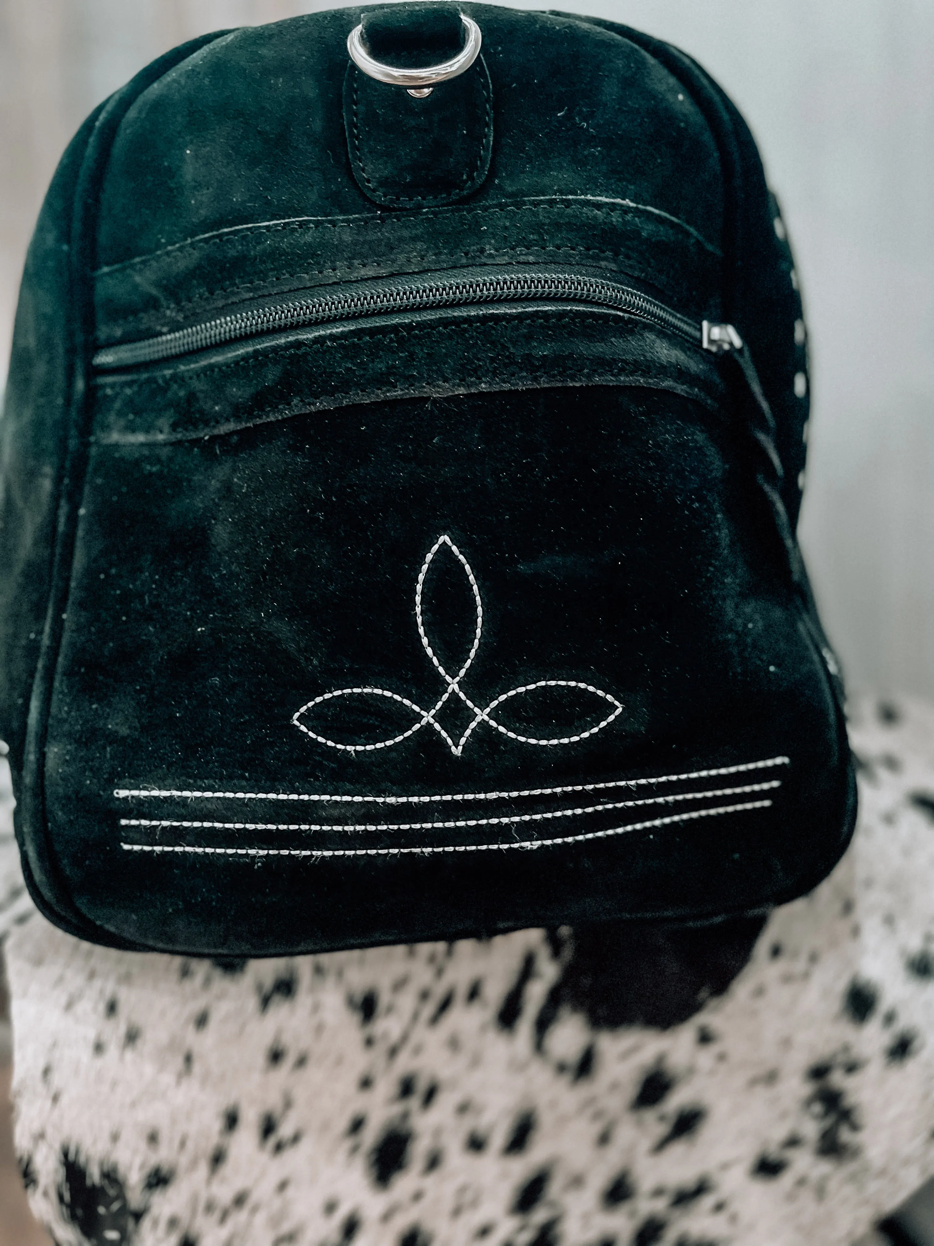 Black Boot Stitch Duffle Weekender