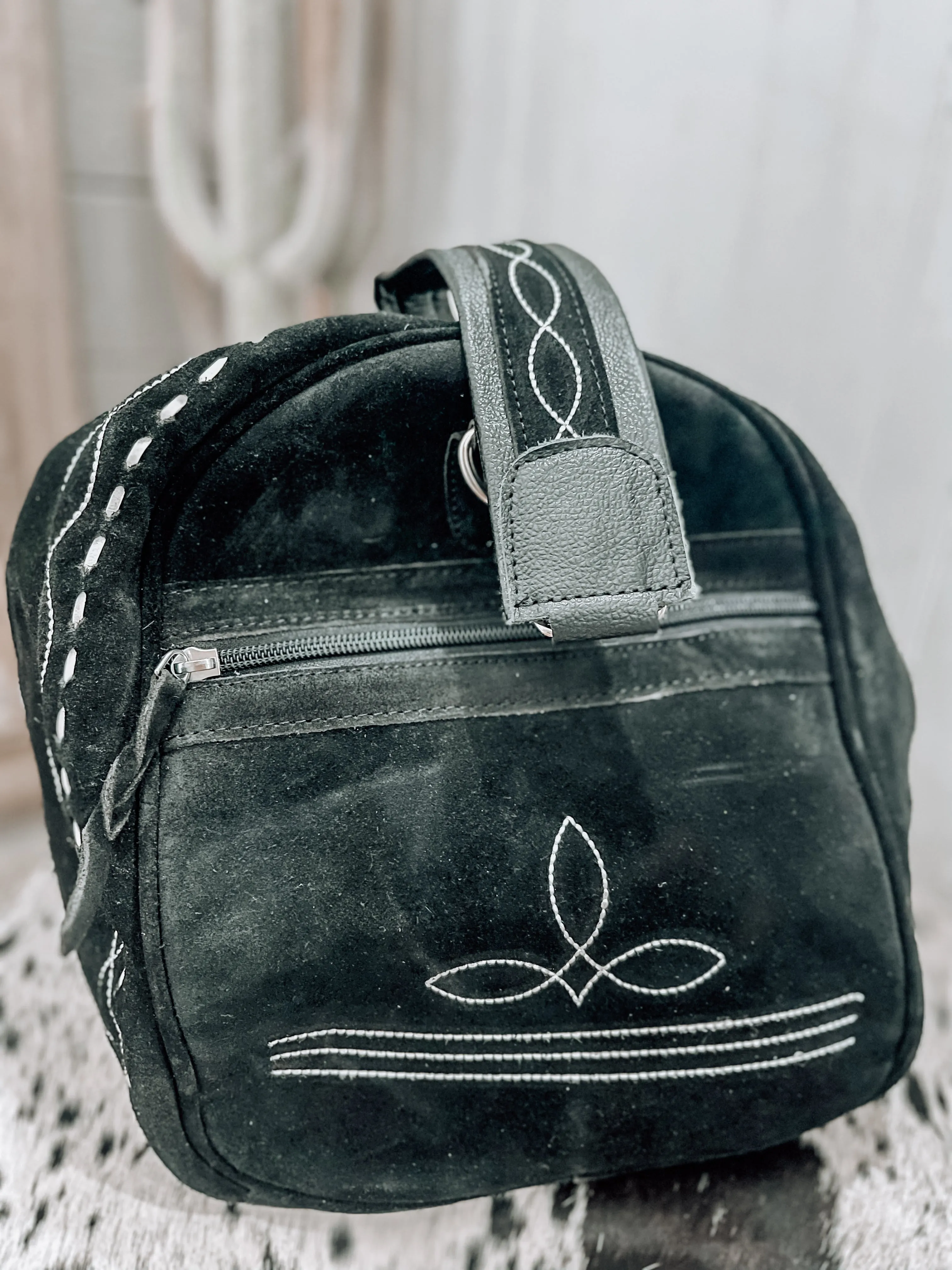 Black Boot Stitch Duffle Weekender