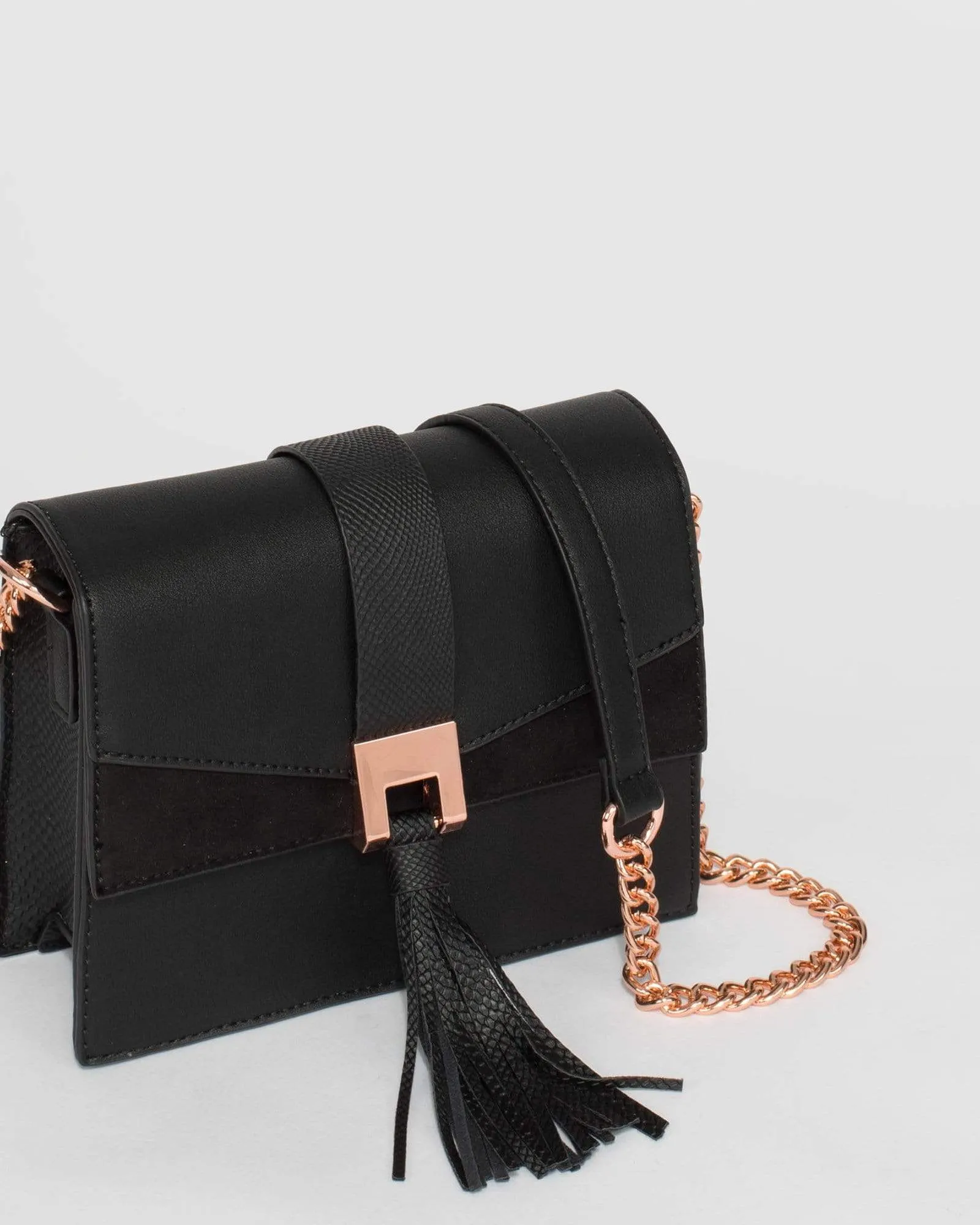 Black Ciara Tassel Crossbody Bag