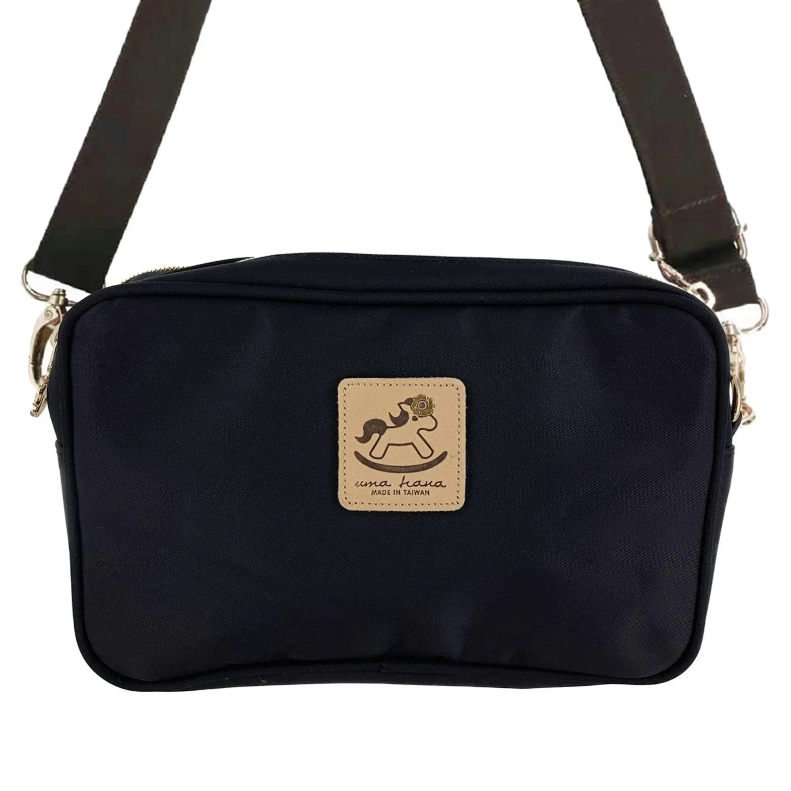 Black Double Zipper Crossbody