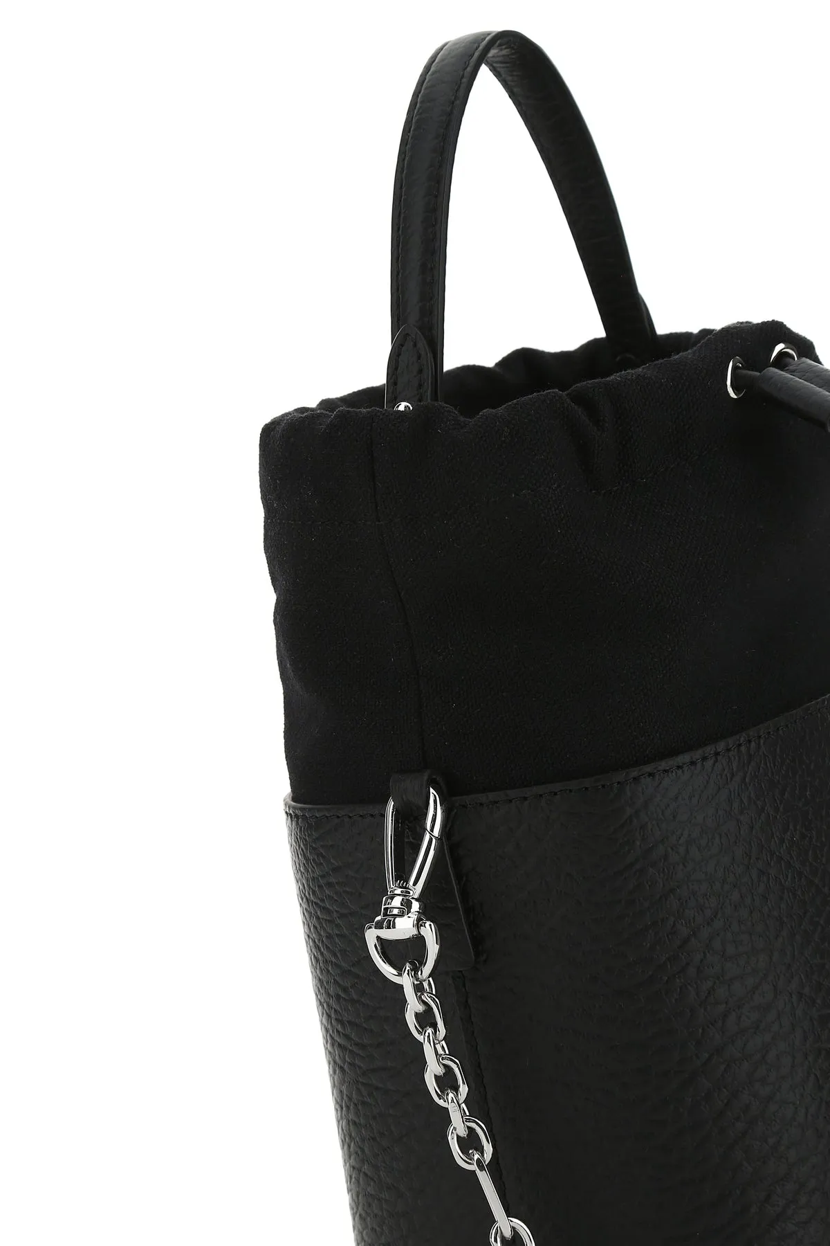Black leather and canvas mini 5AC bucket bag