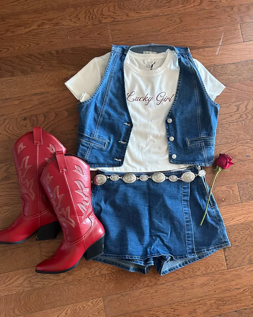 Blue Denim Vest Top