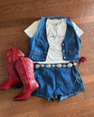 Blue Denim Vest Top