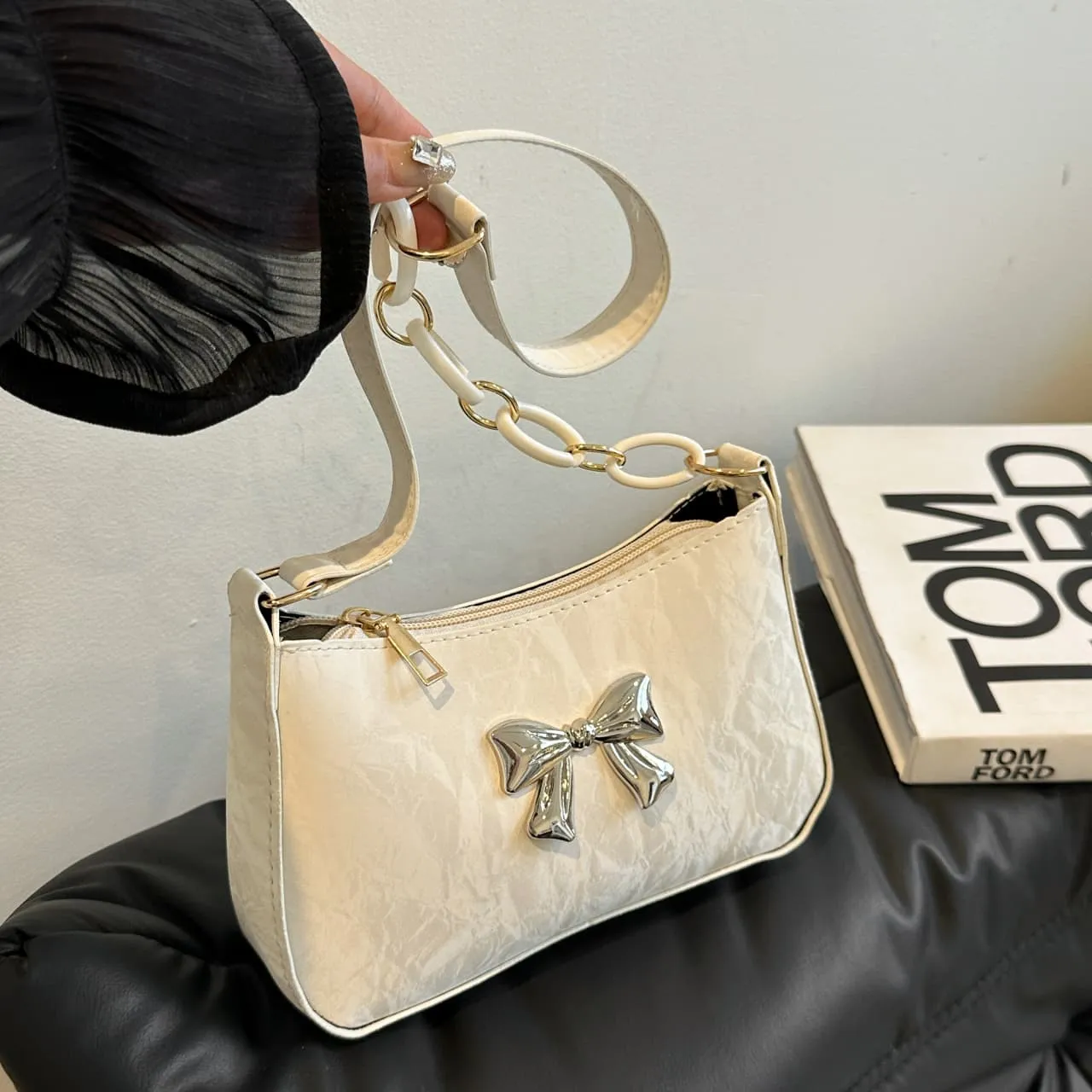 Blue Zone Planet |  Bow PU Leather Shoulder Bag