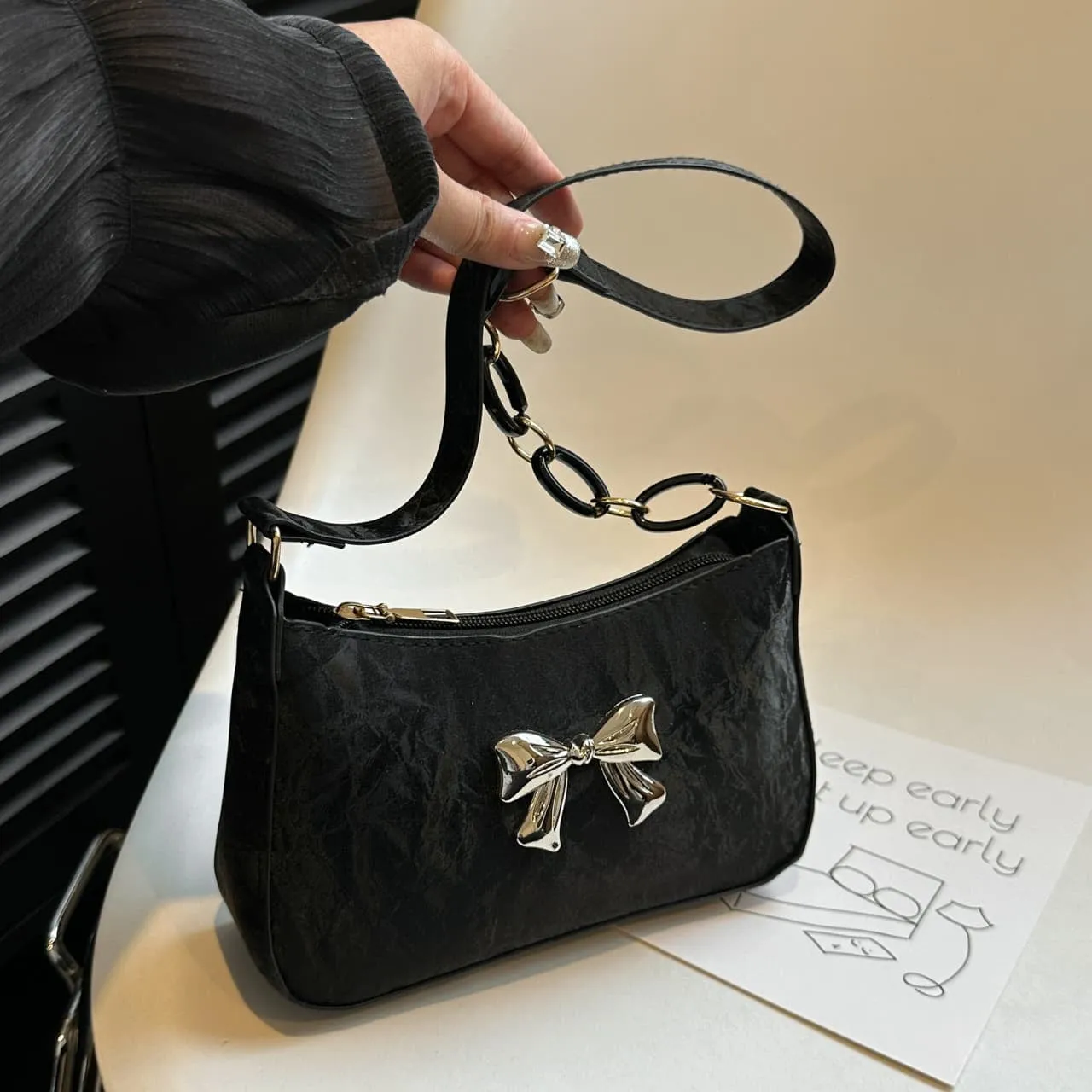 Blue Zone Planet |  Bow PU Leather Shoulder Bag