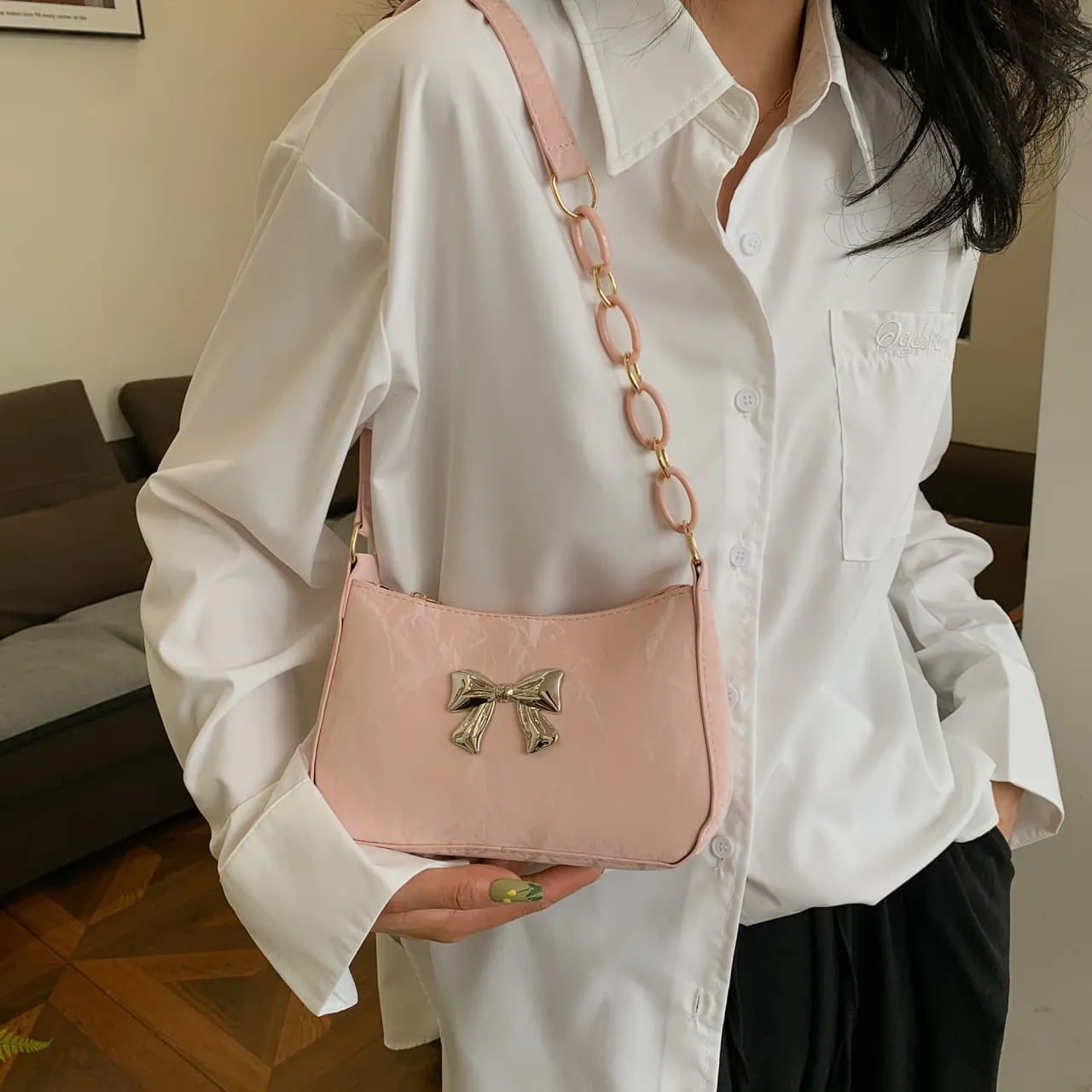 Blue Zone Planet |  Bow PU Leather Shoulder Bag