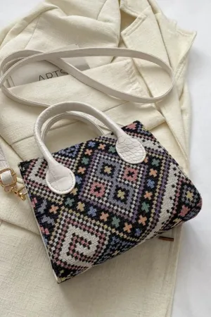 Blue Zone Planet |  Geometric PU Leather Strap Handbag