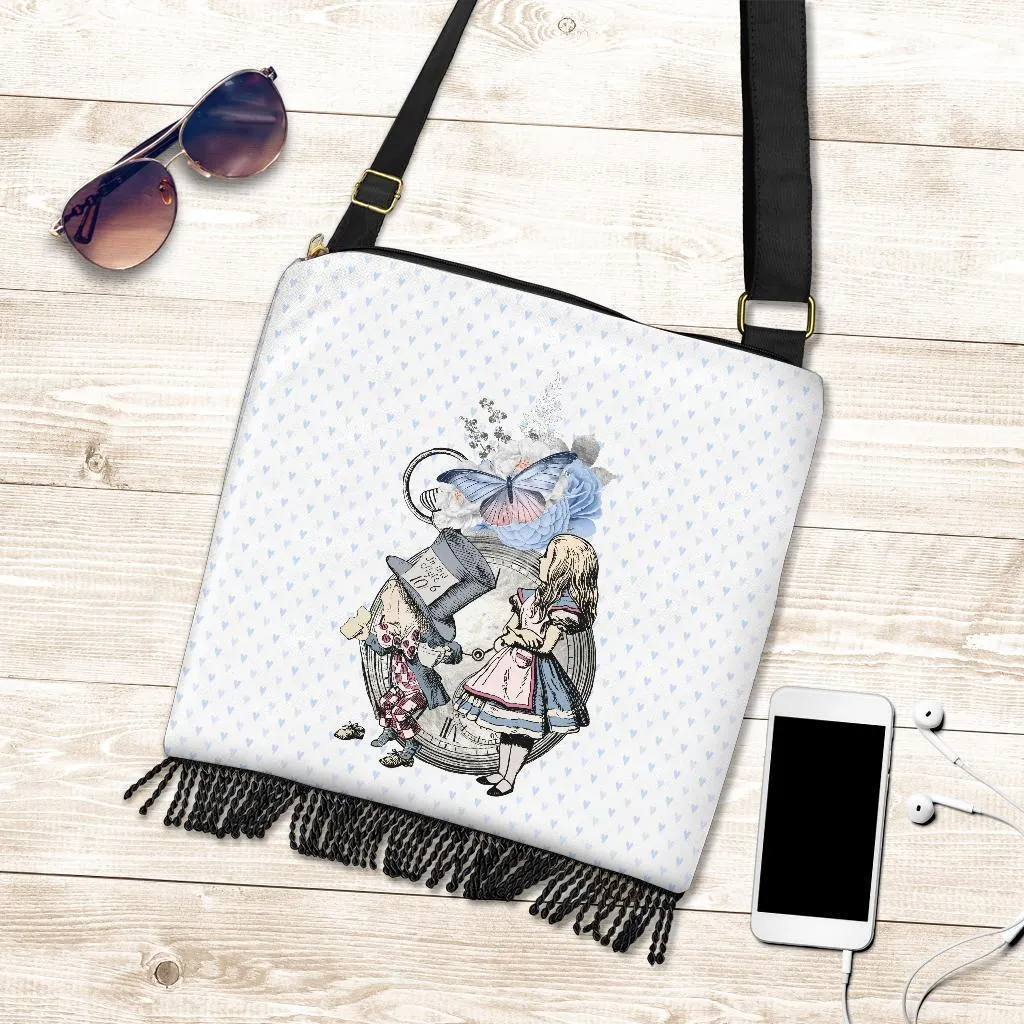 Boho Bag (Canvas) - Alice in Wonderland Gifts #103 Blue Series | Hobo Slouchy Bag Crossbody, Shoulder Bags for Women Hobo, Boho Bag