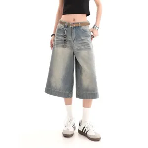 Bonnyshow Y2k Vintage Baggy Jorts Jeans Wide Leg Harajuku Shorts Denim Pants Korean Streetwear Fashion Loose Trousers Summer