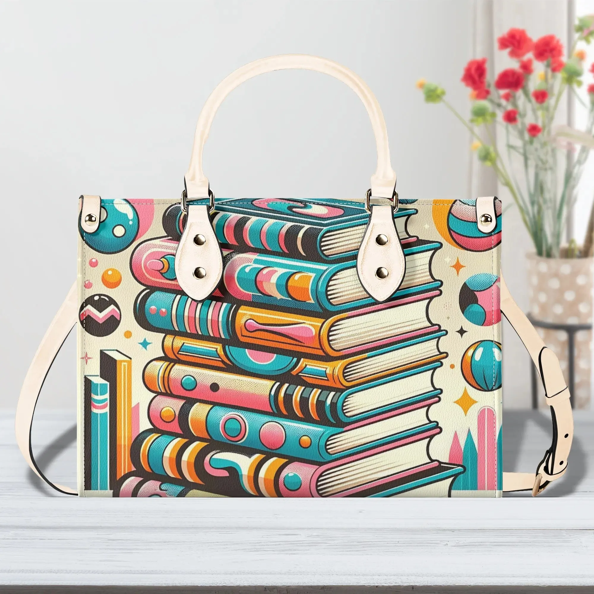 Book Lover Gifts, Retro Style Groovy Books, Kitschy  Shoulder-Handbag