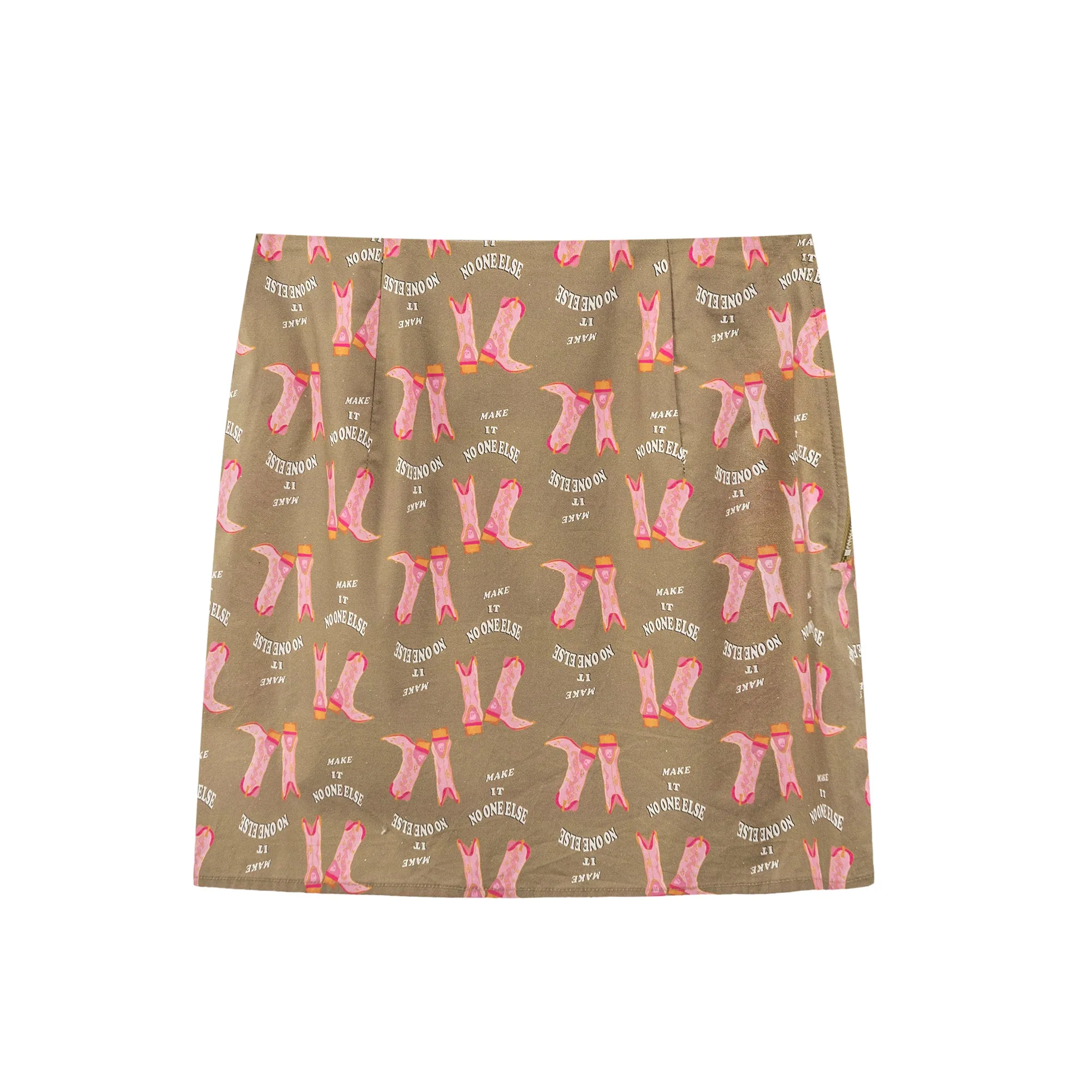 Boot Print Slit Mini Skirt