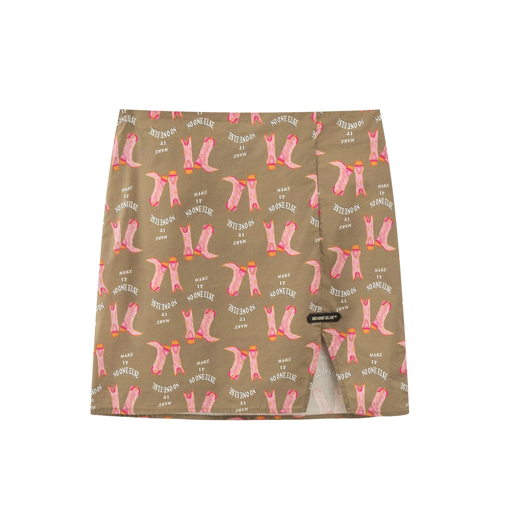 Boot Print Slit Mini Skirt