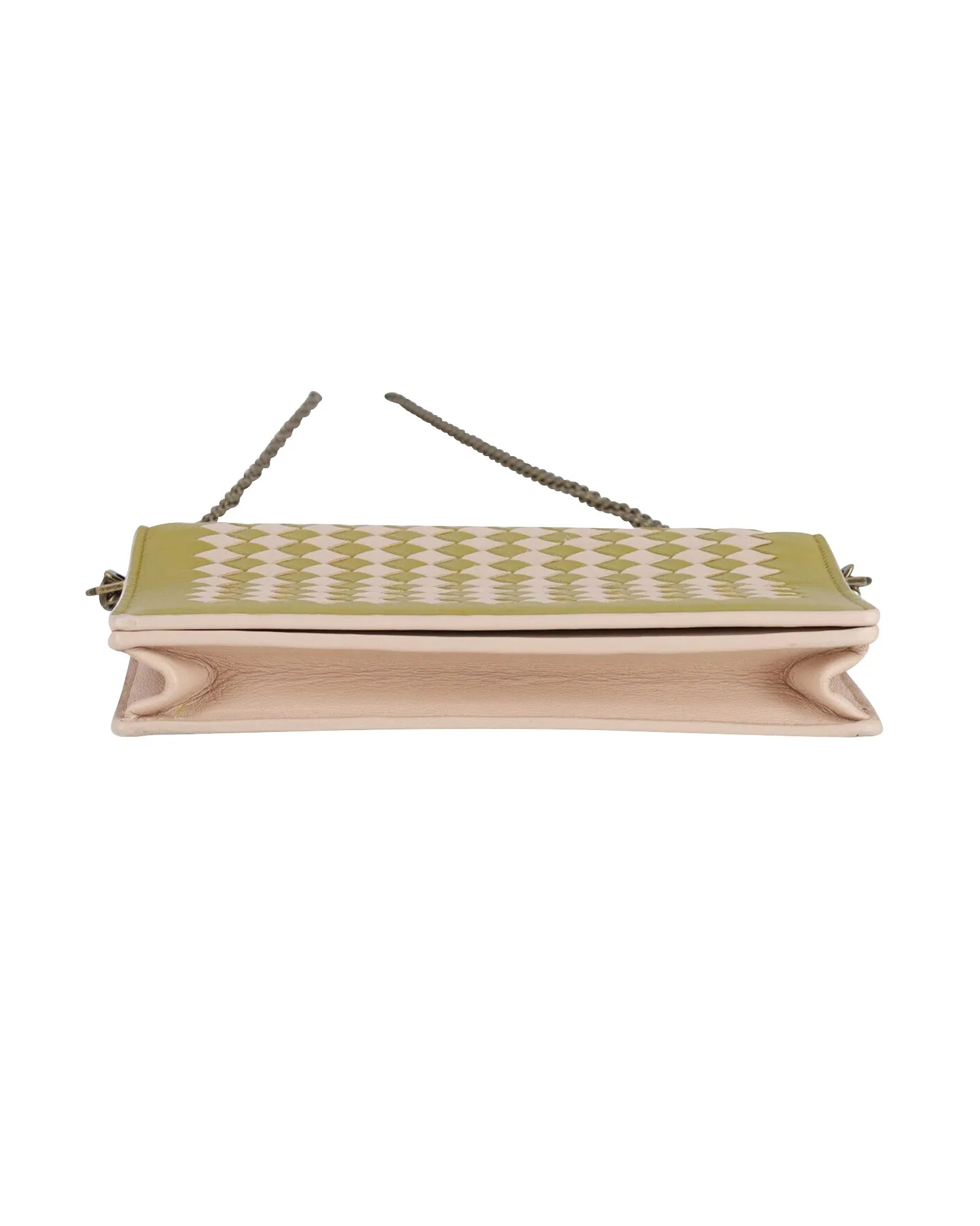 Bottega Veneta Intrecciato Small Chain Wallet Bag in Green Leather