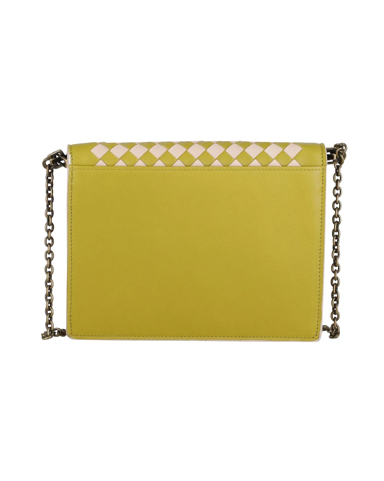 Bottega Veneta Intrecciato Small Chain Wallet Bag in Green Leather