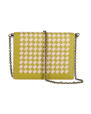 Bottega Veneta Intrecciato Small Chain Wallet Bag in Green Leather