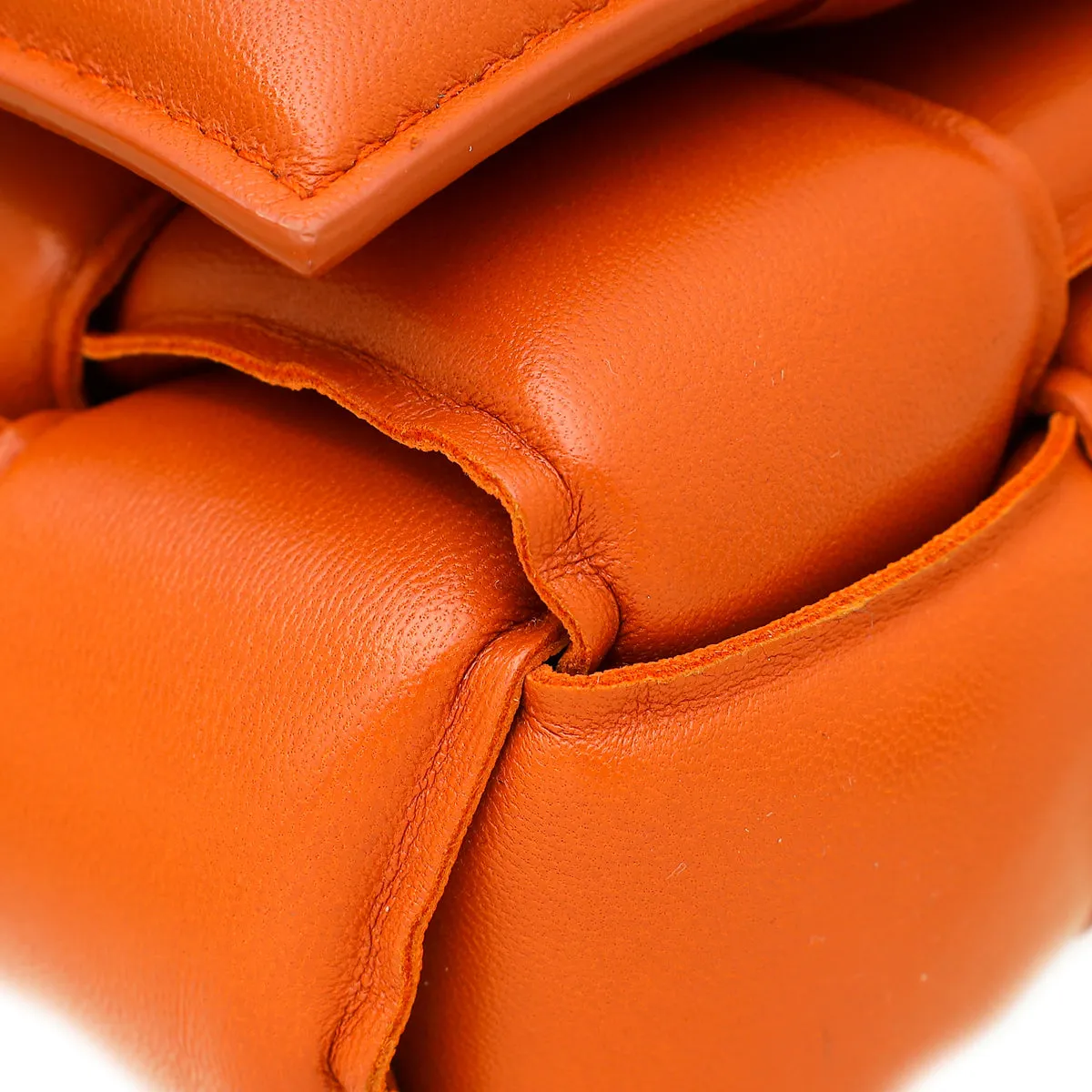 Bottega Veneta Rust Orange Padded Intrecciato Chain Cassette Bag