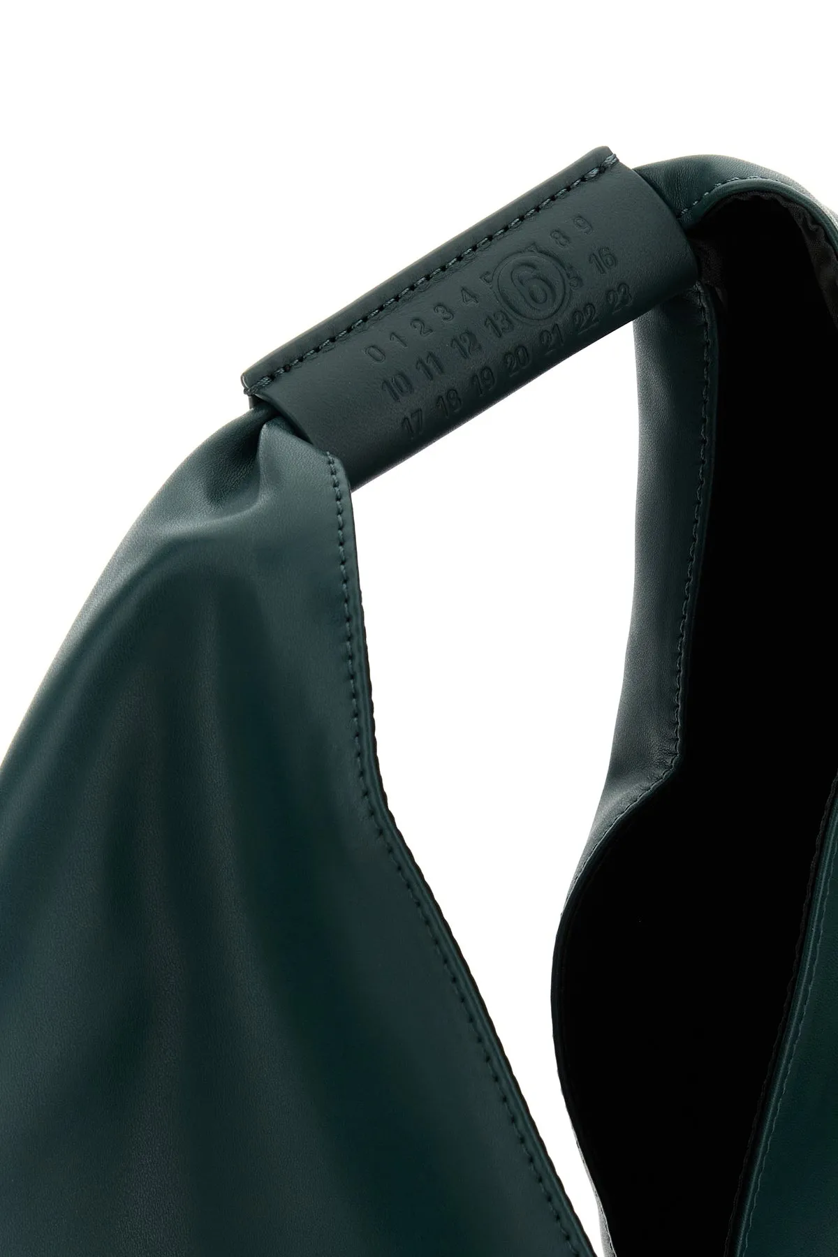 Bottle green synthetic leather Japanese handbag