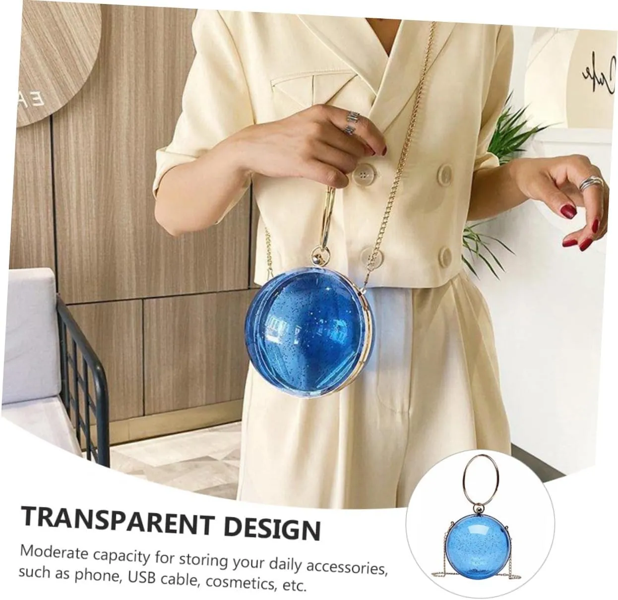Box Messenger Bag for Women Round Clear Purse Mini Round Shape Purse Vintage Handbags for Women