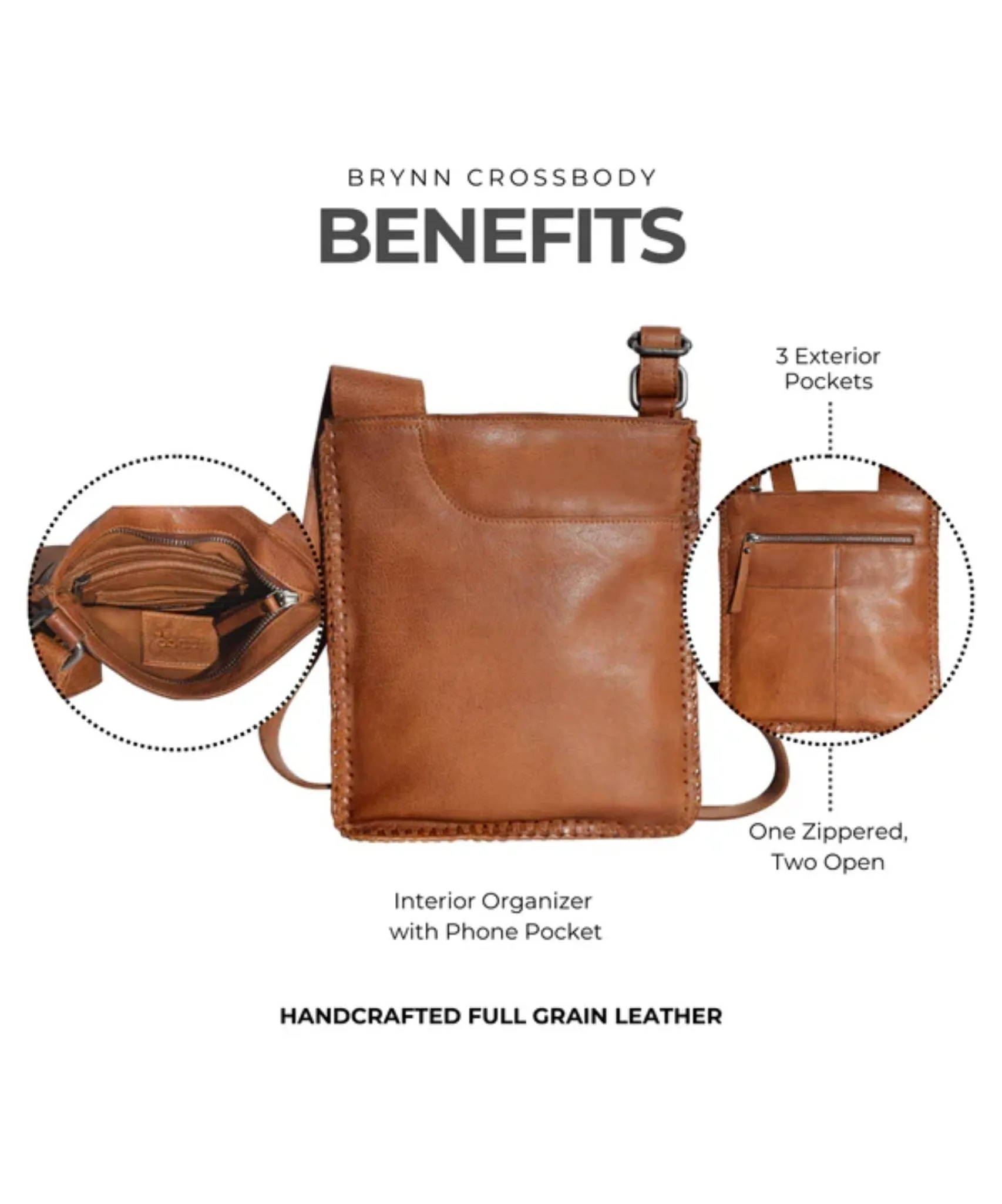 Brianne Crossbody Bag - Cognac