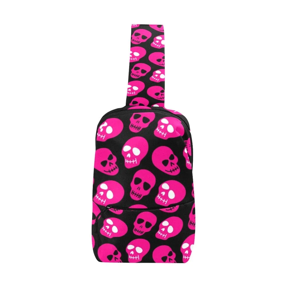 Bright Pink Skull Pattern Chest Bag
