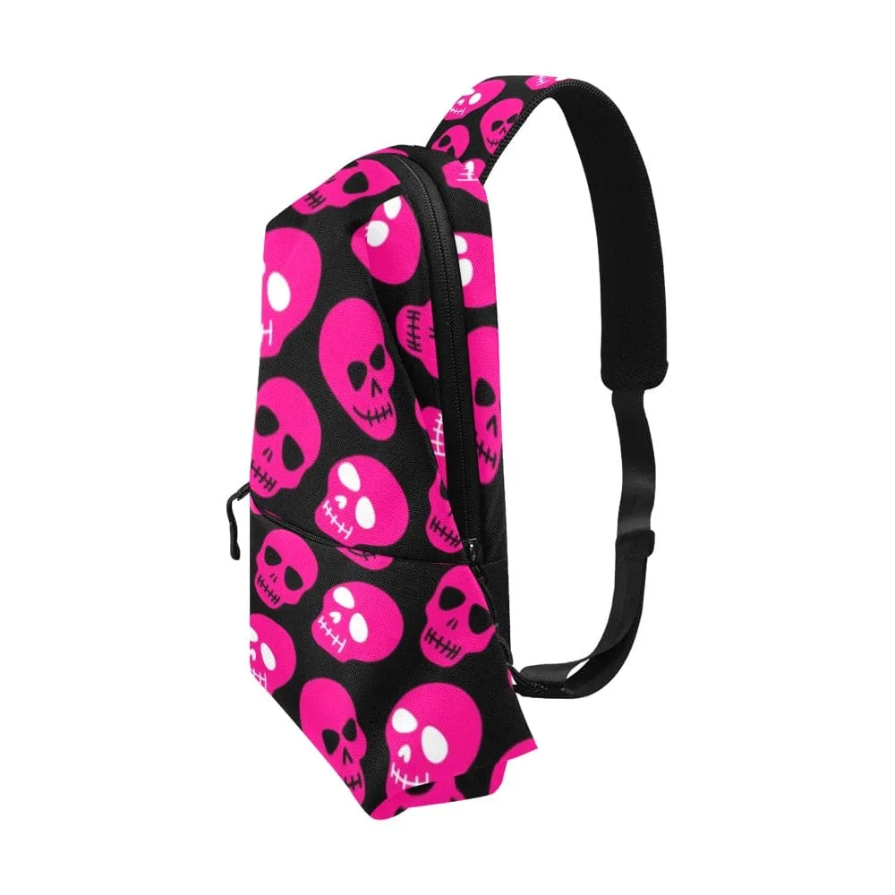 Bright Pink Skull Pattern Chest Bag