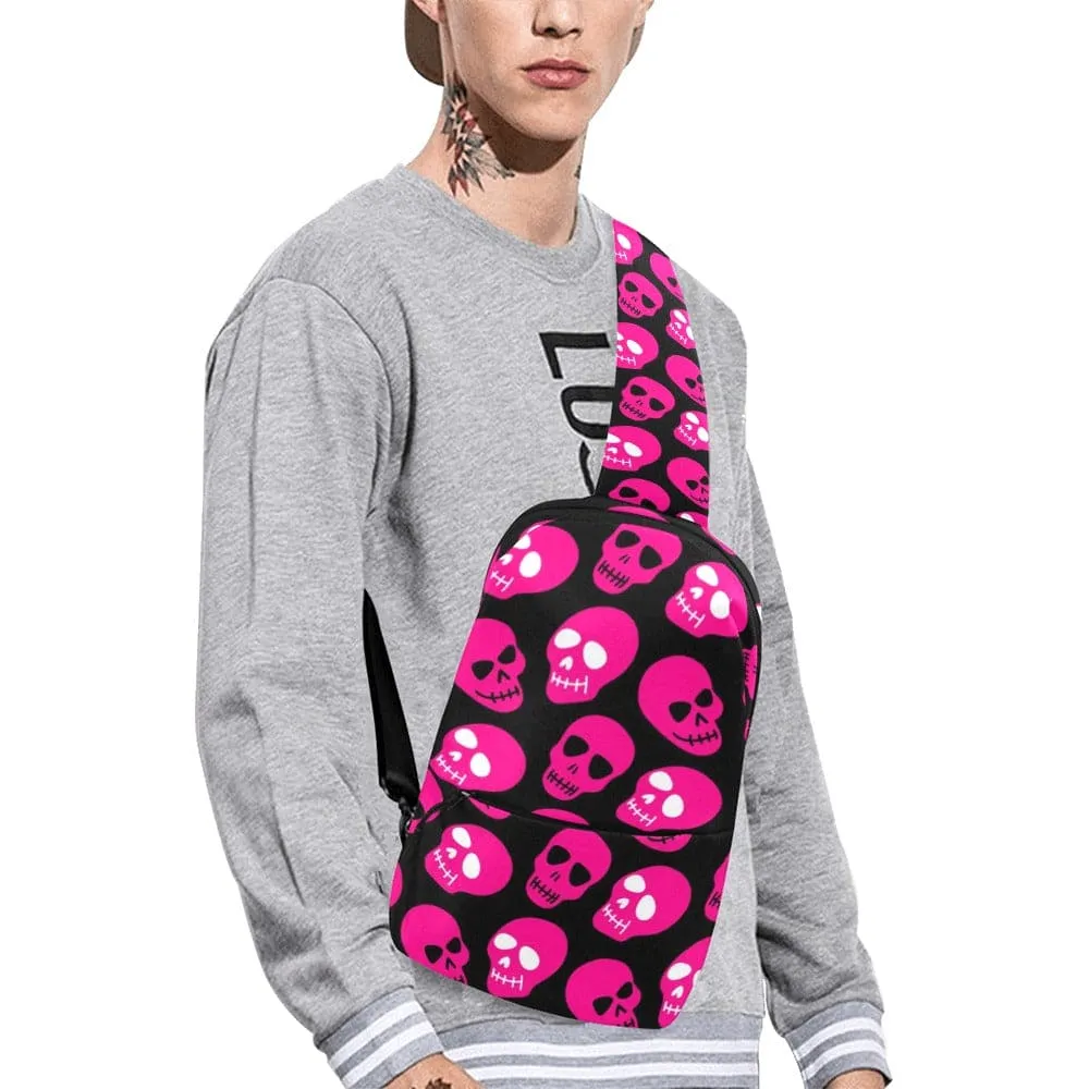 Bright Pink Skull Pattern Chest Bag