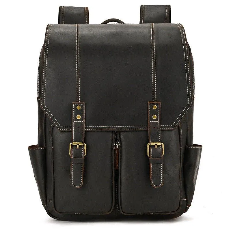 Brown Leather Backpack Vintage for 17" Laptop