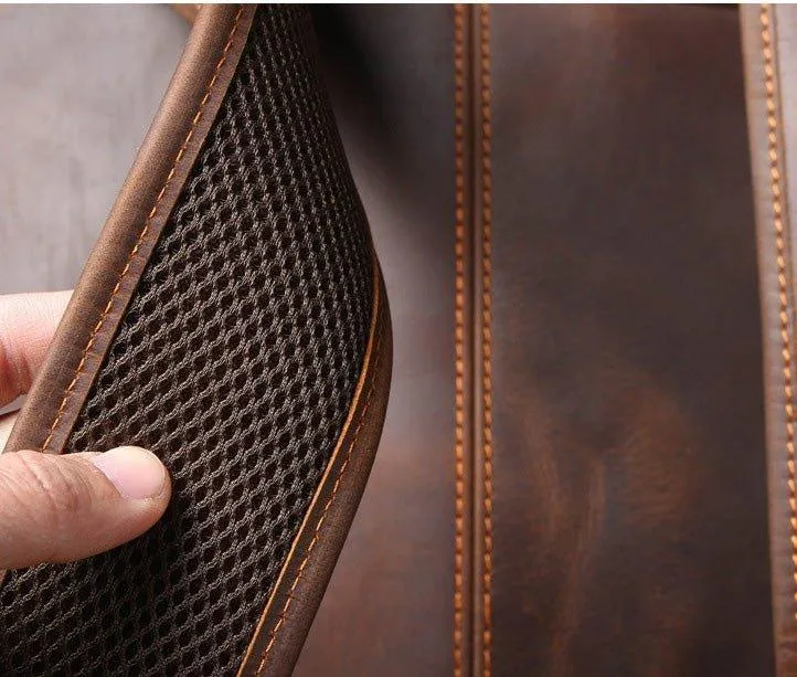 Brown Leather Backpack Vintage for 17" Laptop