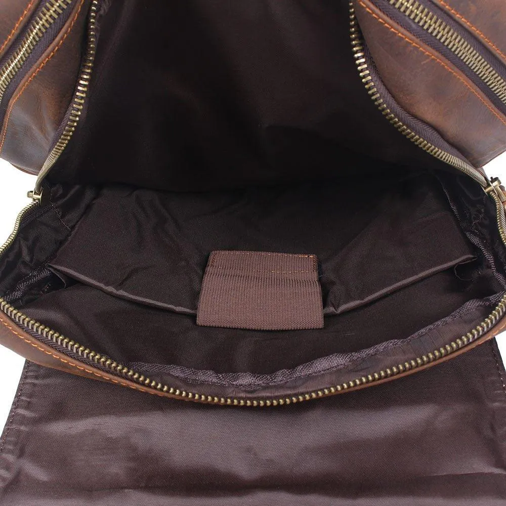 Brown Leather Backpack Vintage for 17" Laptop