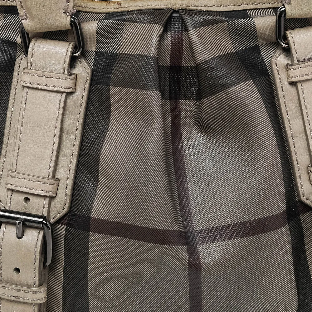 Burberry Beige Smoke Check PVC and Leather Northfield Tote