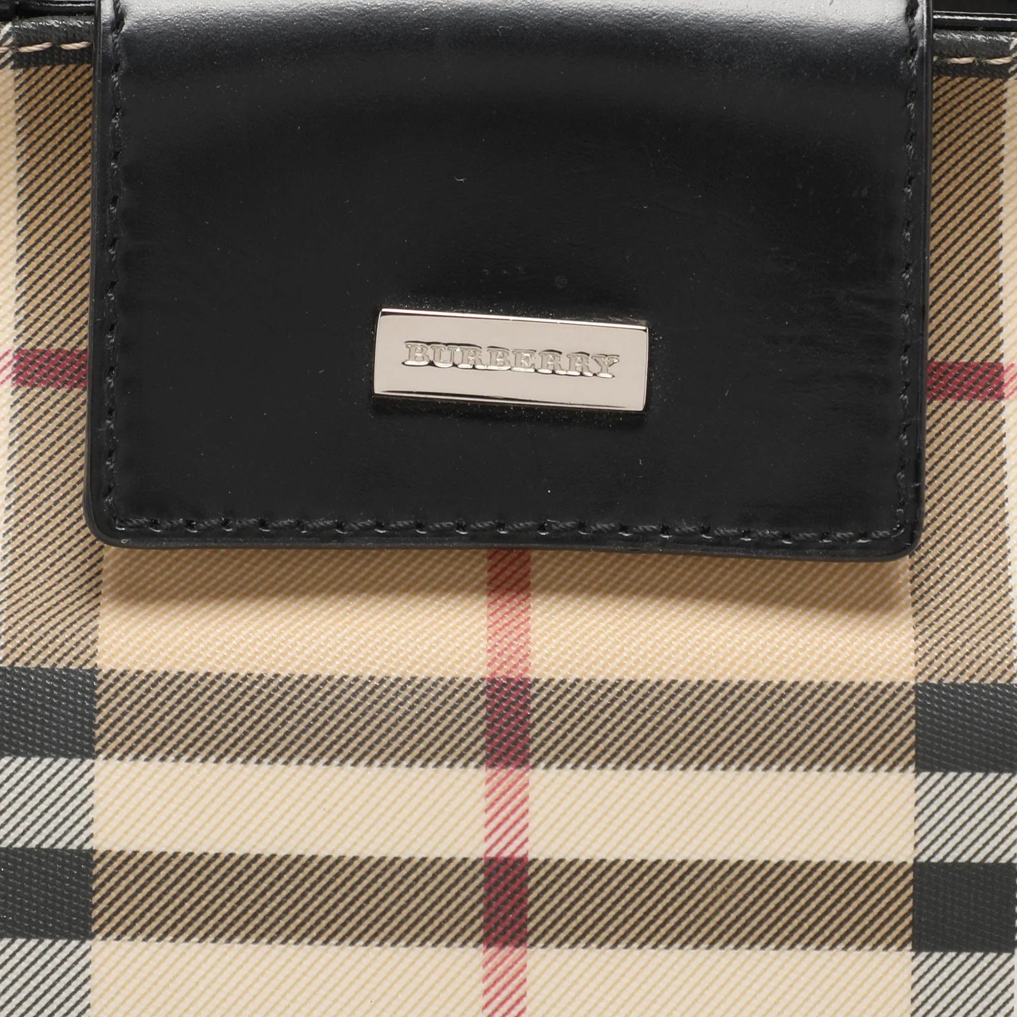 Burberry Beige/black Pvc And Leather Tote