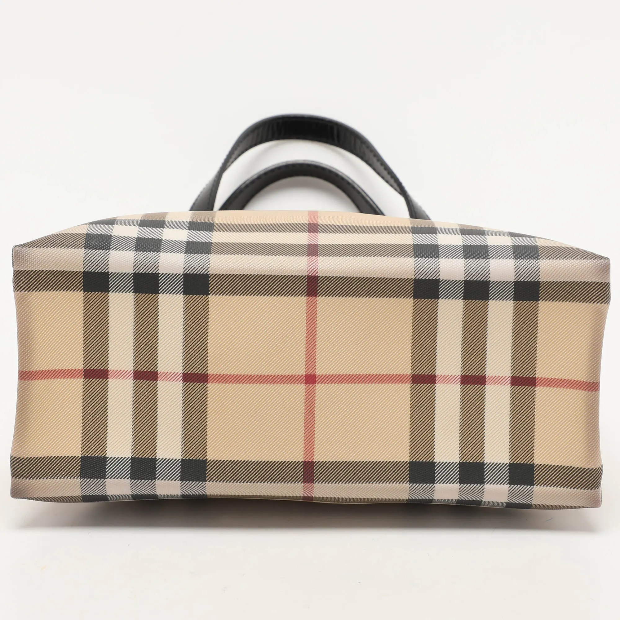 Burberry Beige/black Pvc And Leather Tote