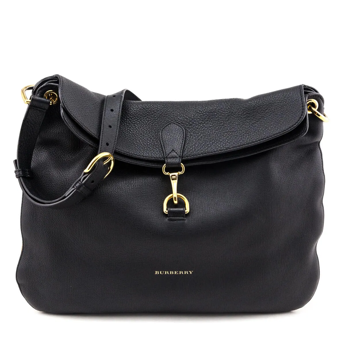 Burberry Black Leather & Check Cornwall Hobo Bag