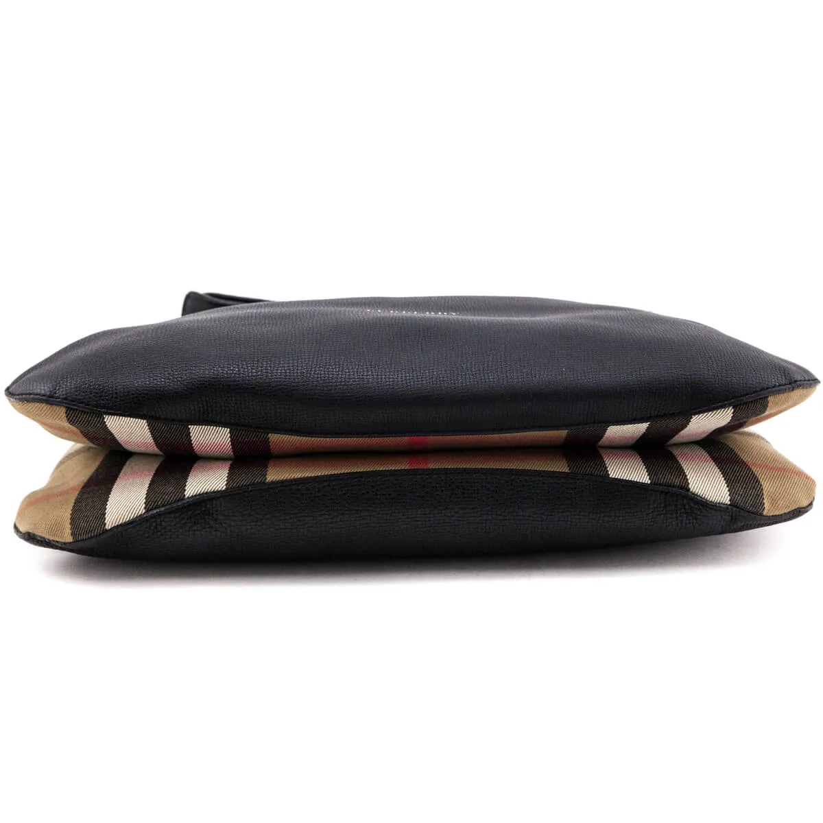 Burberry Black Leather & Check Cornwall Hobo Bag