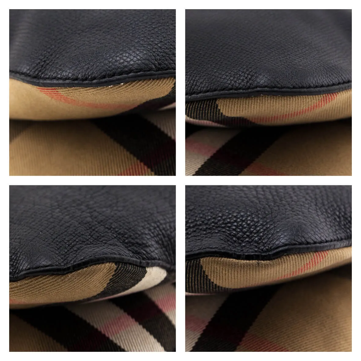 Burberry Black Leather & Check Cornwall Hobo Bag