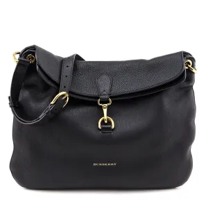 Burberry Black Leather & Check Cornwall Hobo Bag