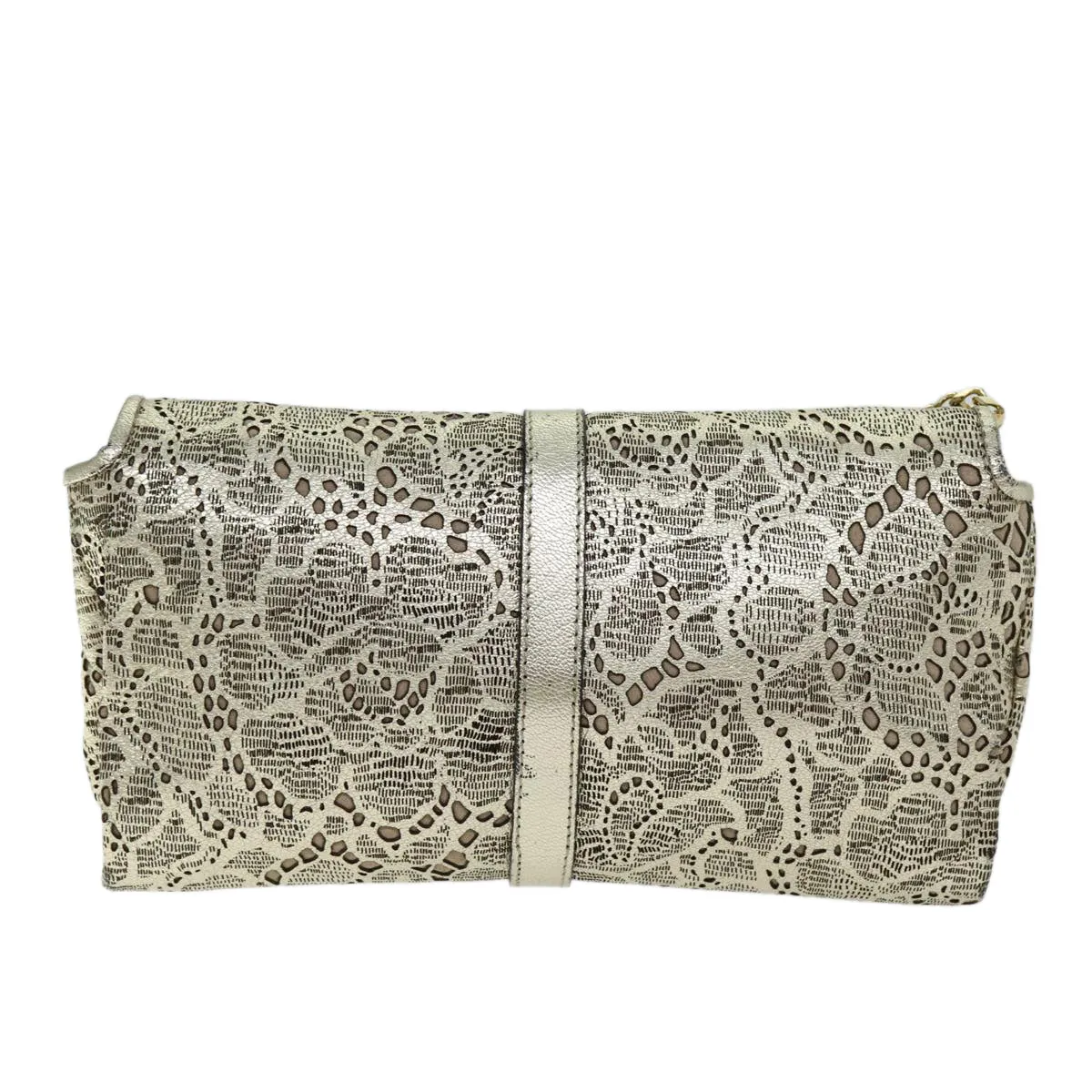BURBERRY Chain Shoulder Bag Leather Gold Auth 74996