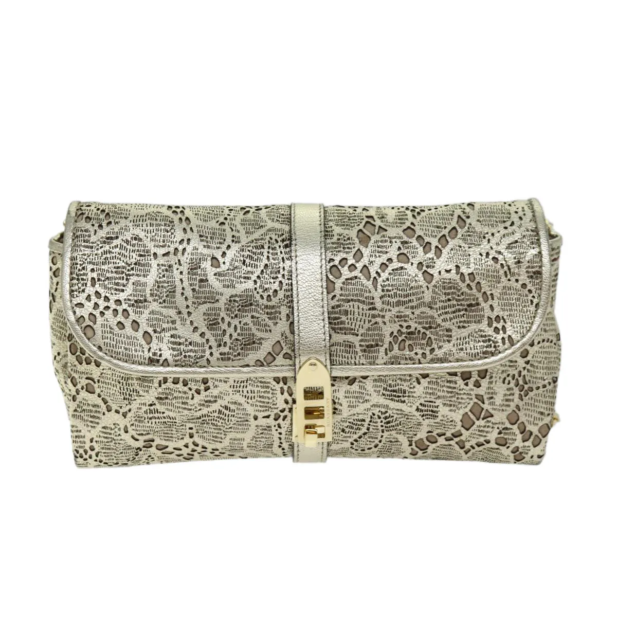 BURBERRY Chain Shoulder Bag Leather Gold Auth 74996