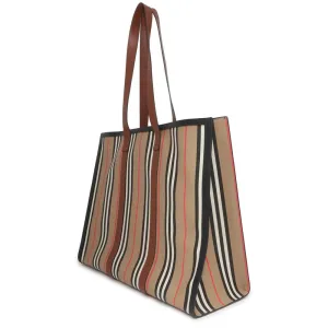 BURBERRY Check Tote Bag Brown 80730571 PVC Leather