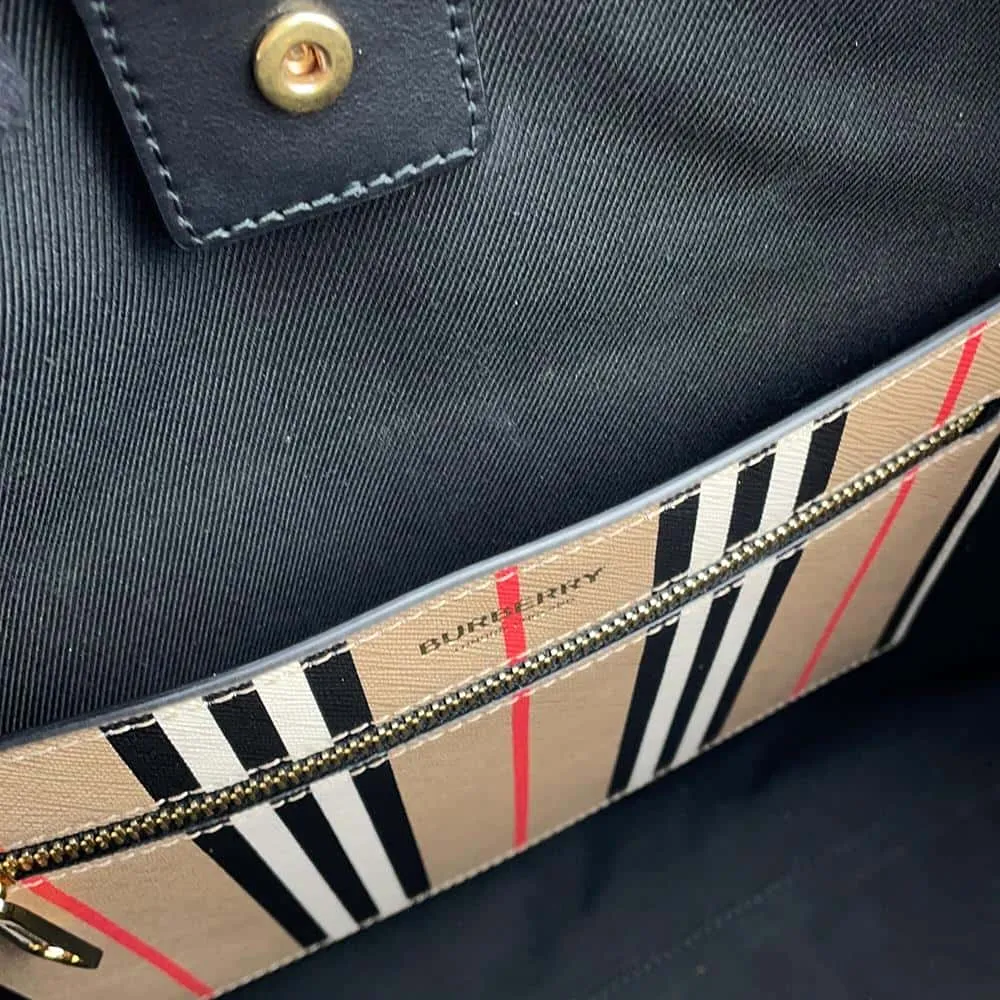 BURBERRY Check Tote Bag Brown 80730571 PVC Leather