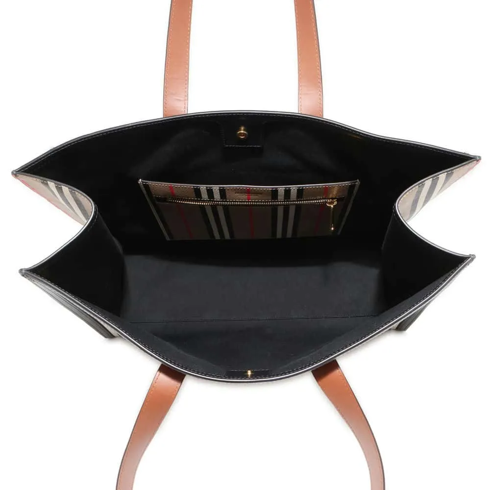 BURBERRY Check Tote Bag Brown 80730571 PVC Leather