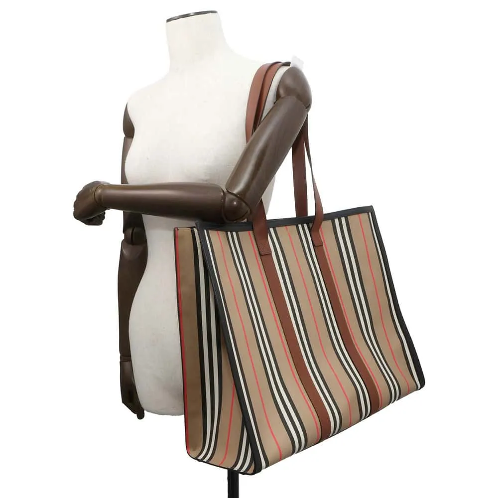 BURBERRY Check Tote Bag Brown 80730571 PVC Leather