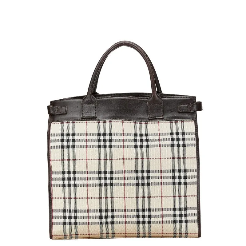 Burberry Nova Check Canvas Leather Tote Bag