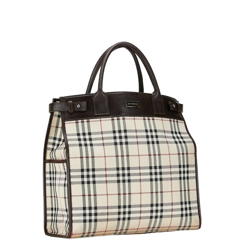 Burberry Nova Check Canvas Leather Tote Bag